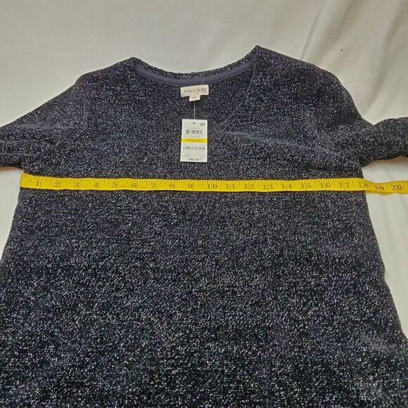 Maison Jules Sweater Women Medium Chenille Black Metallic V-Neck Long Sleeve New - Picture 5 of 12